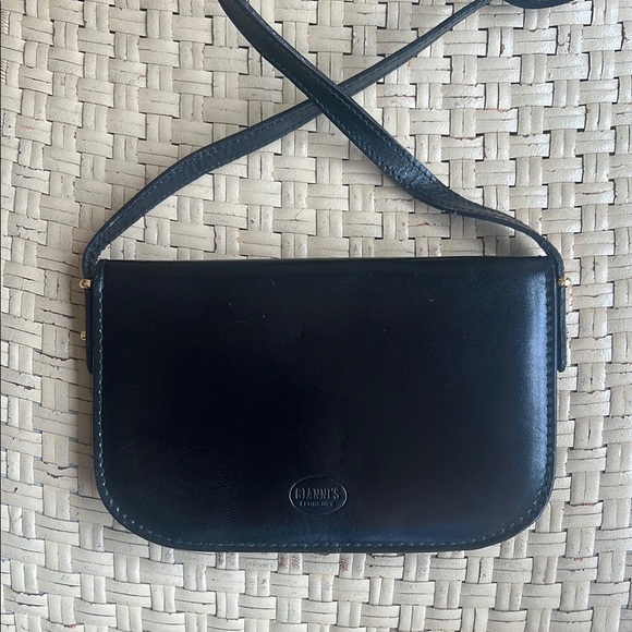 Black Leather Crossbody Bag purse Giannis Florence - Picture 1 of 4